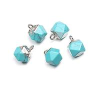 2Pcs Natural Stone Pendant Cute Faceted Amethysts Yellow Jades for Charm Jewelry Accessories DIY Make Necklace Earrings-Green_Turquoise