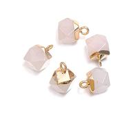 2Pcs Natural Stone Pendant Cute Faceted Amethysts Yellow Jades for Charm Jewelry Accessories DIY Make Necklace Earrings-White_Jade