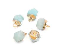 2Pcs Natural Stone Pendant Cute Faceted Amethysts Yellow Jades for Charm Jewelry Accessories DIY Make Necklace Earrings-Amazonite
