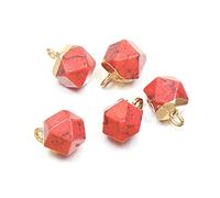 2Pcs Natural Stone Pendant Cute Faceted Amethysts Yellow Jades for Charm Jewelry Accessories DIY Make Necklace Earrings-Red_Turquoise