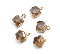 2Pcs Natural Stone Pendant Cute Faceted Amethysts Yellow Jades for Charm Jewelry Accessories DIY Make Necklace Earrings-Smoky_Quartz