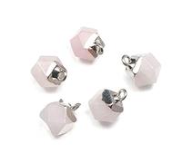 2Pcs Natural Stone Pendant Cute Faceted Amethysts Yellow Jades for Charm Jewelry Accessories DIY Make Necklace Earrings-Rose_Quartz