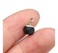 2Pcs Natural Stone Pendants irregular shape Small Faceted Pendant for Women Jewelry Making DIY Necklace Earrings Gift 6x6 mm-Black_Agate