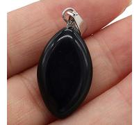 2Pcs Natural Stone Pendants Rose Quartzs Malachite Crystal for DIY Necklace Earrings Jewelry Craft Making 13x28mm-Black_Agate