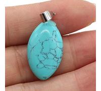 2Pcs Natural Stone Pendants Rose Quartzs Malachite Crystal for DIY Necklace Earrings Jewelry Craft Making 13x28mm-Blue_Turquoise