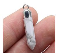 2pcs Natural Stone Pendulum Pendants Flash Labradorite Jewelry Making DIY Necklace Earrings-White_Turquoise