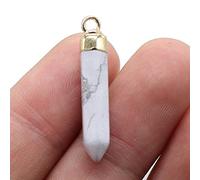2pcs Natural Stone Pendulum Pendants Flash Labradorite Jewelry Making DIY Necklace Earrings-White_Turquoise_2