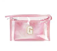2PCS Neceser de Aseo Transparente, Bolsa de Cosméticos Impermeable, Grande Neceser Maquillaje Portátil, Organizador para Mujeres y niñas, Regalo Cumpleaños Navidad para Novias Mejores Amigas, Rosa G