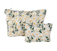 2PCS Neceser Maquillaje Mujer, Bolsa de Cosméticos de Viaje, Neceser Maquillaje Floral para Mujers, Gran Espacio, portátil y Ligera, para Mujer años, niña, Amiga
