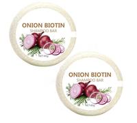 2pcs Onion Biotin Shampoo Bar, 60G Champú Sólido Con Romero Y Cebolla, Reduce La Caída Y La Rotura Del Cabello, Limpia E Hidrata, Mejora El Cueros Cabelludo Fortalece El Cabello, Champús Sin Sulfatos
