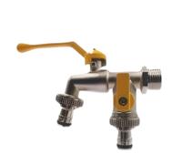 2pcs Outdoor Garden Water Tap, Dual Outlet 1/2" Connection Hose Bib, Ideal for Lawn Watering, Compatible with Sprinklers & Guns Para Jardín