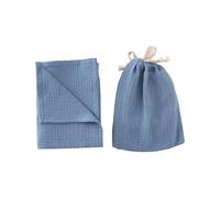 2Pcs/pack Baby Bath Towel Calming Cloth Feature Cotton Fabric with Double Layer Drawstring Storage Bag Infant Bath Towel Storage Bag