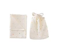 2Pcs/pack Baby Bath Towel Calming Cloth Feature Cotton Fabric with Double Layer Drawstring Storage Bag Infant Bath Towel Storage Bag