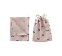 2Pcs/pack Baby Bath Towel Calming Cloth Feature Cotton Fabric with Double Layer Drawstring Storage Bag Infant Bath Towel Storage Bag