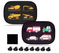 2PCS Parasol de Coche Universal, Tema de Vehículos Autoadhesivo Coche Sun Shade, Bloqueo de Rayos UV Nocivos Lateral Trasera Parasol Ventana Coches Trasero Sombrilla para Bebés Mascotas