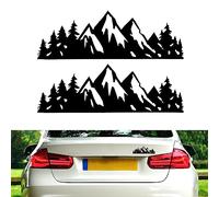 2pcs Pegatina Coche Montaña, Vinilo de Pegatinas Pequeña Impermeable 17,5x6cm para Camiones y Ventanas de Autos Laterales (Negro)