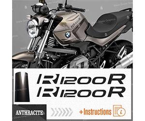2pcs Pegatina R1200R Compatible para Motorrad R 1200 R R1200 R VINIL Motorcycle SERBATOIO (Anthracite)