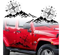 2Pcs Pegatinas Coche De Montaña Brújula, Calcomanía De Vinilo Modificado Para Decoración De Carrocería, Capó, Vehículos Todoterreno, SUV, Casa Rodante, Lateral, Puerta Y Tronco