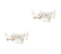 2pcs Peine para el pelo para la novia con perlas decoración de perlas decoración de boda peine para novia Peines laterales Floral novia horquilla vintage dama de honor decoración floral
