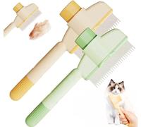 2PCS Pet Hair Removal Comb Flea Combs, Stainless Steel Metal Teeth Comb, with Release Button, Comfort and Safety, for Pets Shedding and Tangles (Orange+Green)