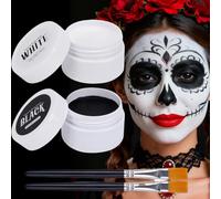 2pcs Pintura Cara Para Niños, Pintura Cara Karneval Blanco y Negro, Pintacaras Infantil, Pinturas Corporales Blanco y Negro - Pintura Facial Para Maquillaje Teatral, Karneval, Carnaval, Fiesta