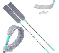 2pcs Plumero Telescópico Extensible De Microfibra, Plumero para Debajo De Los Muebles, Cepillo Plano Retráctil con Mango Largo para Sofás Cama Suelos Grietas Techos Altos Y Espacios Reducidos