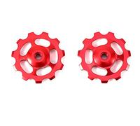 2Pcs Polea de cambio, aleación de aluminio 11T Bike Cambio trasero Guía Polea Jockey Wheel Accesorio de bicicleta(Rojo)