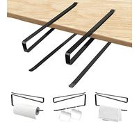 2PCS Portarollos Cocina, UKOFEW Colgador Rollo Cocina, 27cm Robusto Porta Rollo Cocina, Rollo de Papel Titular, Soporte Papel Cocina para Cocina, Baño, Armarios, Vertical u Horizontal, Negro