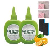 2Pcs Pot Bottom Stain & Grime Remover,Stainless Steel Black Pot Bottom Cleaning,Powerful Burnt Residue Remover,Fast-Acting Cleaner, Restores Shine Without Scratchingc