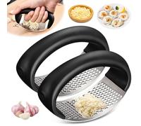2PCS Prensa ajos picadora de ajo Acero Inoxidable y mango plásticoprensa de ajos Prensa de ajo de acero inoxidable Picador de Ajo Fácil de Usar y Limpiar utensilio de Cocina