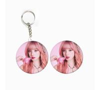 2PCS Productos Periféricos GIDLE Festival De MúSica De Fresa Llavero Mini Espejo Redondo Alfiler Redondo Mini Espejo De Bolsillo Colgante Accesorios