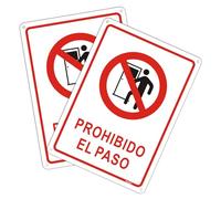 2pcs Prohibido Signos Señal de Prohibido El Paso Carteles Aluminio 18x25x0.1cm