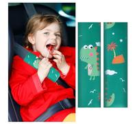 2Pcs Protector Funda Cinturon Coche Niños, Dinosaurio Almohadillas para Cinturón, Lindo Almohadilla para el Cinturón Coche Seguridad Transpirable y Agradable Piel Funda Arnes Silla Coche Bebe