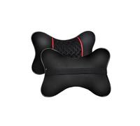 2PCS PU Leather Knitted Car Neck Pillows Set - Universal Headrest Cushions For Seat Support And Travel Comfort para Conducir(Red line)