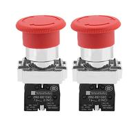 2pcs Pulsador Interruptores Señal Rojo Interruptor de Parada de Emergencia Botón XB5 Estop, Interruptor con Push Lock y Twist Reset Pulsador