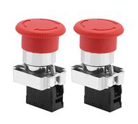 2pcs Pulsador Interruptores Señal Rojo Interruptor de Parada de Emergencia Botón XB5 Estop Interruptor con Push Lock y Twist Reset Función Pulsador Estación Caja de Interruptores