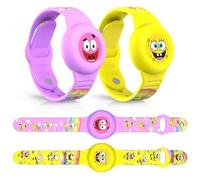 2pcs pulsera impermeable para AirTag,lindo diseño ajustable oculto para Apple Air Tag Holderfunda de silicona suave anti-pérdida GPS Tracker correa para niños (amarillo+morado oscuro)