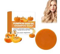 2PCS Pumpkin Seed Oil Shampoo Soap Deep Cleaning Strengthens Hair Scalp Moisturizing Shampoo Soap Suitable for All Hair Types 3.53oz