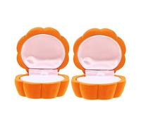 2pcs Pumpkin Shape Velvet Box for Wedding Day Engagement Storage Holder