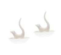 2pcs Puppy Tray Dog for Small Trinket Pottery Dish Ring Stand Tree Jewelry Holder Earring Plate Bride Accessories White Ceramics