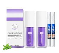 2pcs Purple Blanqueador dental,2pcs Lápiz Blanqueadora Dental,Kit Blanqueadora Dentales,Dentales Pasta Blanqueadoras Dientes,Corrector de Color dientes,PurpleTeeth Whitening Toothpaste