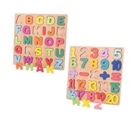 2pcs Puzzle Madera Niños HSYWSH Alfabeto Puzzle de Madera Gráficos Letras Numéricas Puzzles de Madera Alfabeto Puzzles Letras y Numeros Juguetes Educativos Regalo para Niños (Multicolor A)