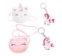 2pcs Rainbow Caballo Bandolera Bandolera, 2 Piezas Llavero Mochila Felpa Chica Monedero Niños Bolso Bandolera Linda Mochila Dibujos Animados Regalo Princesa, blanco, rosa, talla única