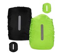 2pcs Raincover para Mochilas con Rayas Reflectantes, 30L-40L Impermeable Mochila Raincover, Raincover Mochilas para Senderismo, Camping, Viajes, Ciclismo (M, Negro + Verde)
