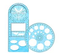 2Pcs Regla geométrica multifuncional, medición de dibujo Plantilla De Dibujo Herramienta De MedicióN geométrico para Escuelas y Oficinas, Multifunctional Geometric Ruler, azul