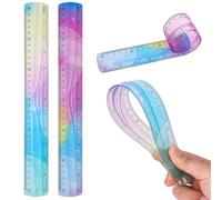 2pcs Reglas flexibles Juego de plástico suave y flexible con pulgadas métricas irrompibles para estudiantes Uso en aulas escolares oficinas