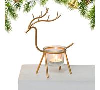 2pcs Reindeer Candle Holder, Metal Votive Stand, Christmas Candle Cup, Golden Candle Holder, Christmas Metal Candle Holder | Elegant Golden Votive Stand for Cafe, Candlelight Dinners & Home Decoration