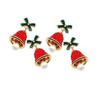 2pcs Rhinestone Bow Jingle Bell Pearl Earrings Christmas Fashion Jewelry Set for Women