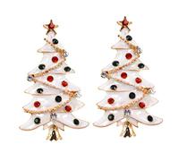 2pcs Rhinestone Tree Brooch Pins Christmas Enamel Brooches Women Breast Pin Jewellery