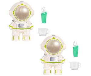 2PCS Robot Astronauta Dispensador De Agua, 15,5x9x8cm Astronaut Water Dispenser con Botella Correa, ABS 250ml*2 Dispensador De Agua para Escritorio, para Niños Niñas, Decoración Escritorio